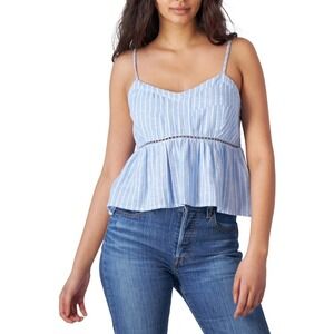Lucky Brand Babydoll Cropped‎ Tank Top Women's X-Large Blue School Adjustable